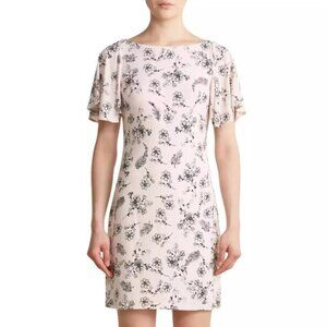 Karl Lagerfeld | Pink with Black & Gray Floral Print Shift Dress Size 10